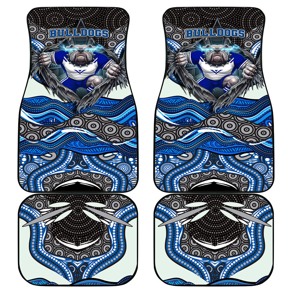 Canterbury Bankstown Bulldogs Rugby Car Mats The Scream of Lightning Eyes - Indigenous Dot Ripping Effect