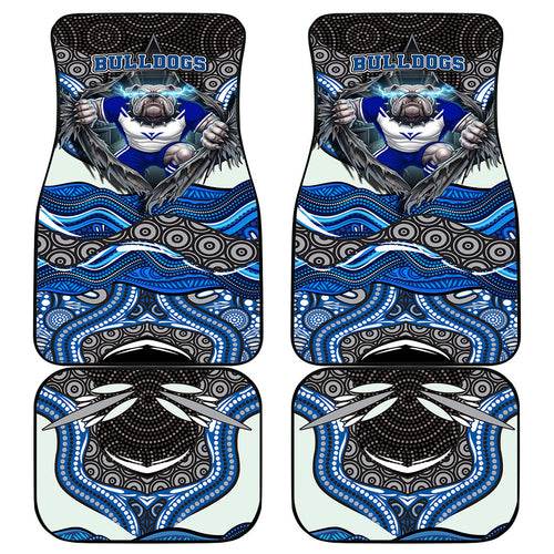 Canterbury Bankstown Bulldogs Rugby Car Mats The Scream of Lightning Eyes - Indigenous Dot Ripping Effect