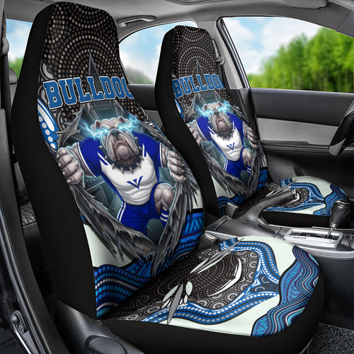 Canterbury Bankstown Bulldogs Rugby Car Seat Cover The Scream of Lightning Eyes - Indigenous Dot Ripping Effect