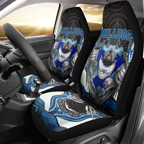 Canterbury Bankstown Bulldogs Rugby Car Seat Cover The Scream of Lightning Eyes - Indigenous Dot Ripping Effect