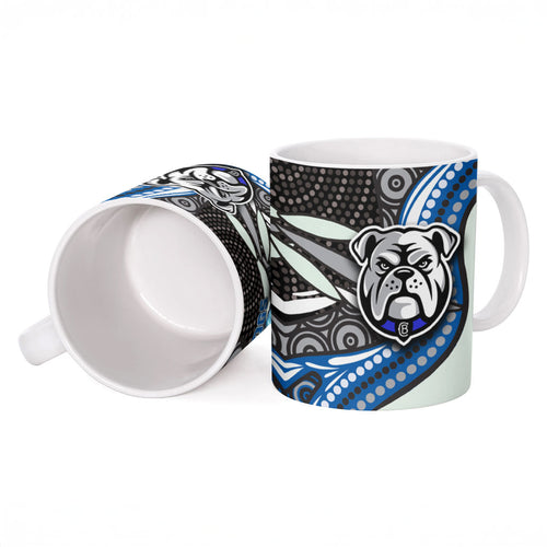 Canterbury Bankstown Bulldogs Rugby Ceramic Mug The Scream of Lightning Eyes - Indigenous Dot Ripping Effect