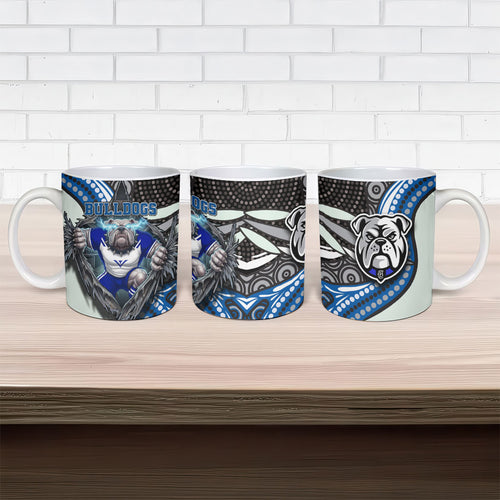 Canterbury Bankstown Bulldogs Rugby Ceramic Mug The Scream of Lightning Eyes - Indigenous Dot Ripping Effect