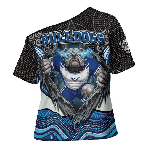 Canterbury Bankstown Bulldogs Rugby Cross Shoulder Shirt The Scream of Lightning Eyes - Indigenous Dot Ripping Effect