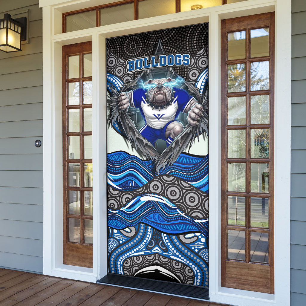 Canterbury Bankstown Bulldogs Rugby Door Cover The Scream of Lightning Eyes - Indigenous Dot Ripping Effect