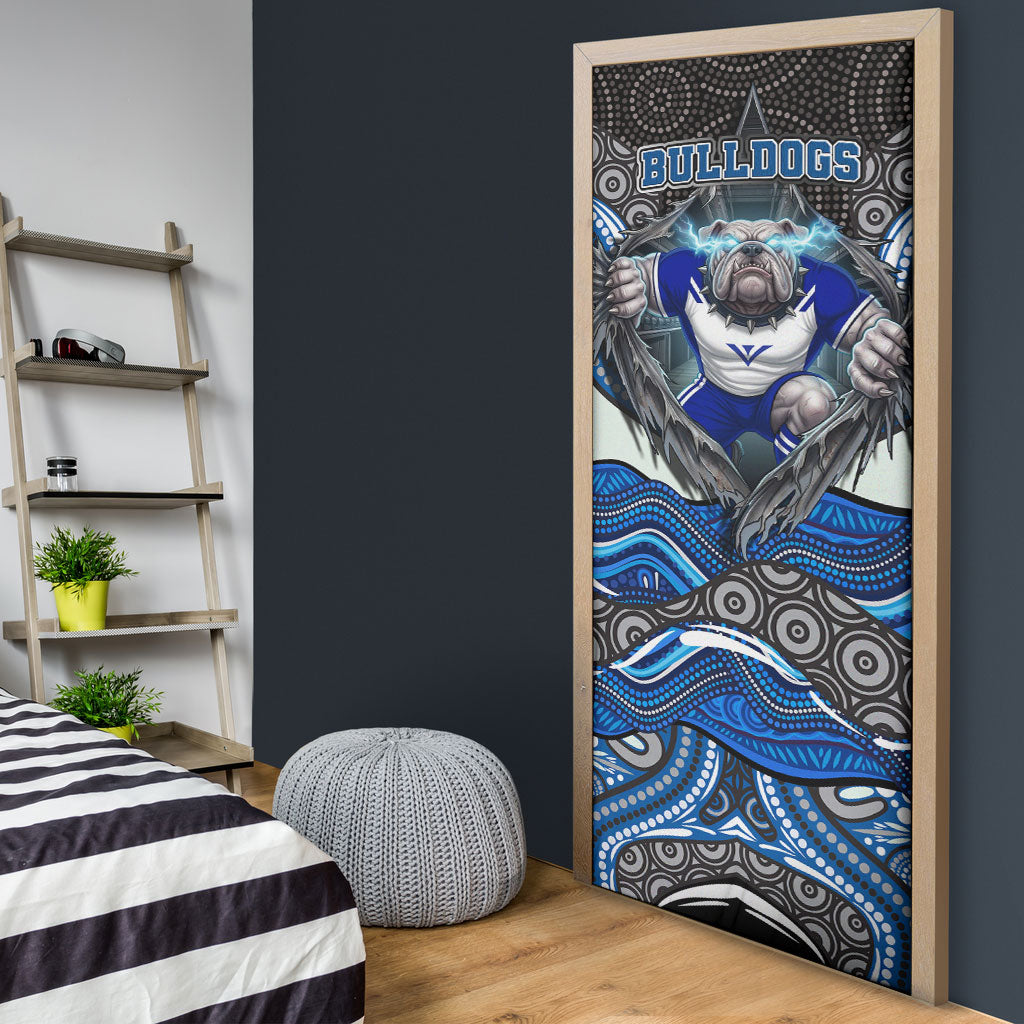 Canterbury Bankstown Bulldogs Rugby Door Cover The Scream of Lightning Eyes - Indigenous Dot Ripping Effect