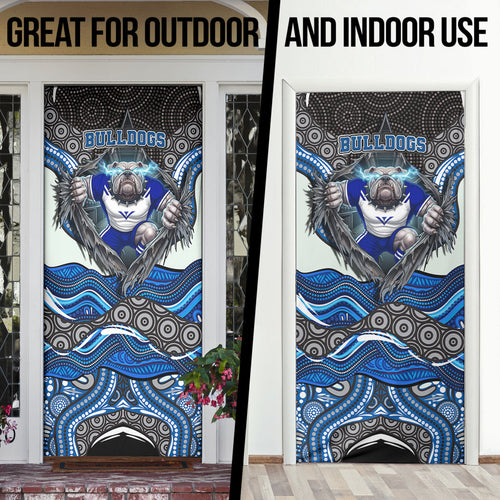 Canterbury Bankstown Bulldogs Rugby Door Cover The Scream of Lightning Eyes - Indigenous Dot Ripping Effect