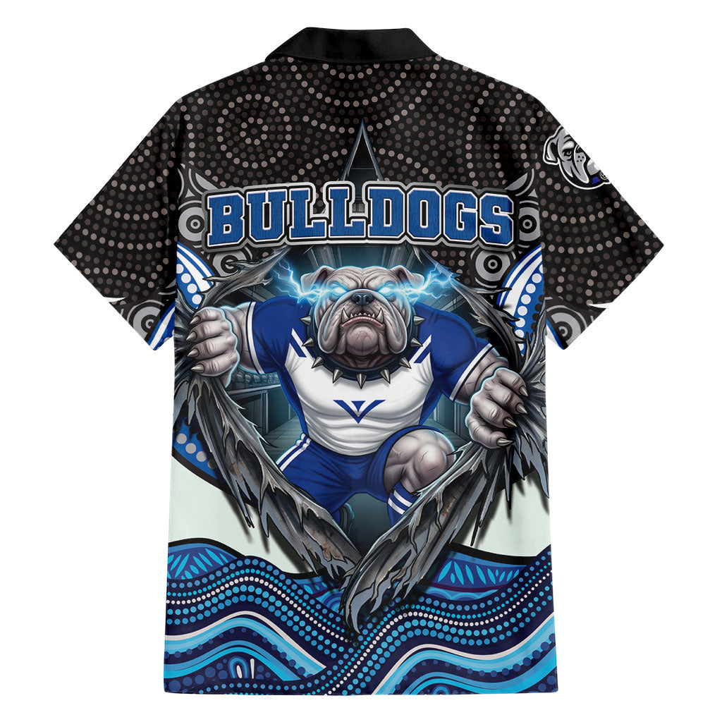 Canterbury Bankstown Bulldogs Rugby Family Matching Long Sleeve Bodycon Dress and Hawaiian Shirt The Scream of Lightning Eyes - Indigenous Dot Ripping Effect