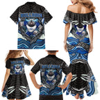 Canterbury Bankstown Bulldogs Rugby Family Matching Mermaid Dress and Hawaiian Shirt The Scream of Lightning Eyes - Indigenous Dot Ripping Effect