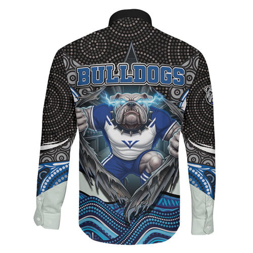 Canterbury Bankstown Bulldogs Rugby Family Matching Mermaid Dress and Hawaiian Shirt The Scream of Lightning Eyes - Indigenous Dot Ripping Effect