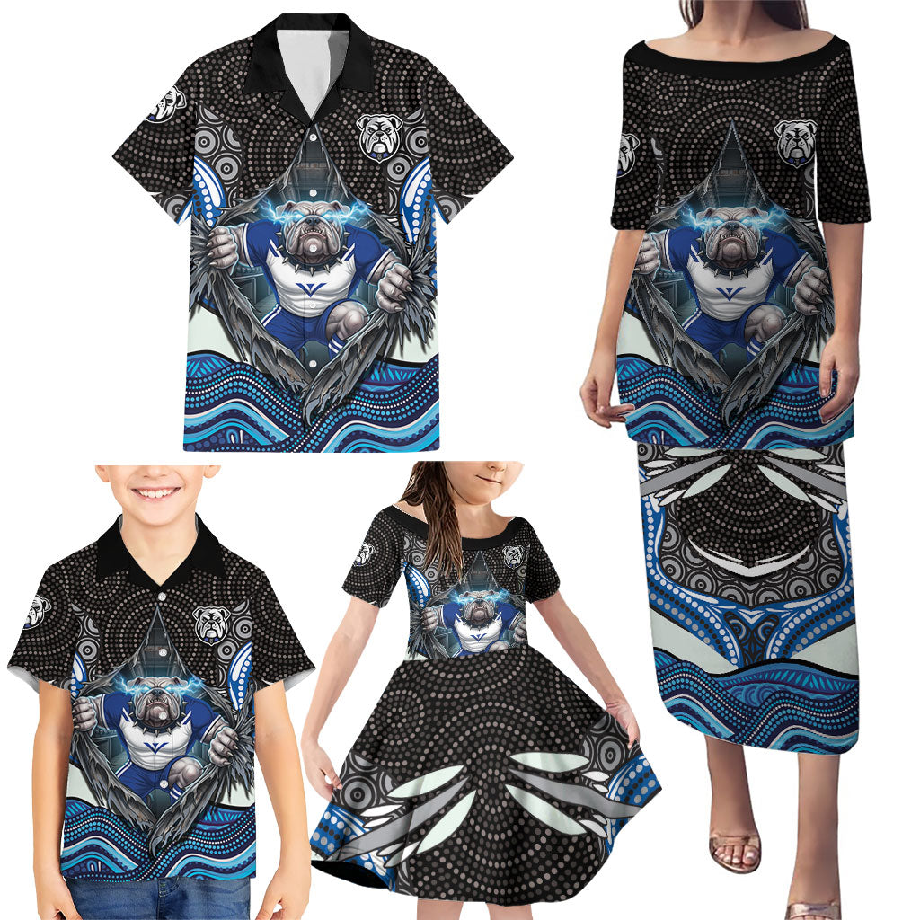 Canterbury Bankstown Bulldogs Rugby Family Matching Puletasi and Hawaiian Shirt The Scream of Lightning Eyes - Indigenous Dot Ripping Effect
