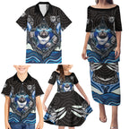 Canterbury Bankstown Bulldogs Rugby Family Matching Puletasi and Hawaiian Shirt The Scream of Lightning Eyes - Indigenous Dot Ripping Effect
