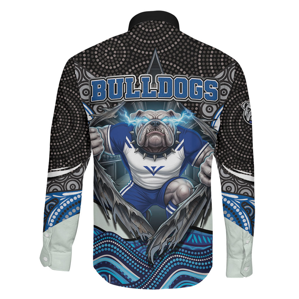 Canterbury Bankstown Bulldogs Rugby Family Matching Short Sleeve Bodycon Dress and Hawaiian Shirt The Scream of Lightning Eyes - Indigenous Dot Ripping Effect