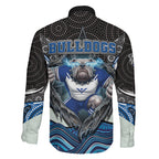 Canterbury Bankstown Bulldogs Rugby Family Matching Short Sleeve Bodycon Dress and Hawaiian Shirt The Scream of Lightning Eyes - Indigenous Dot Ripping Effect