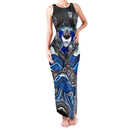 Canterbury Bankstown Bulldogs Rugby Family Matching Tank Maxi Dress and Hawaiian Shirt The Scream of Lightning Eyes - Indigenous Dot Ripping Effect