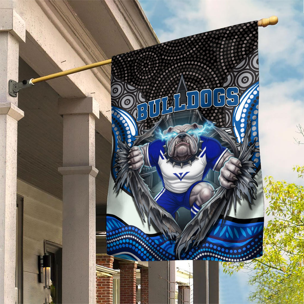 Canterbury Bankstown Bulldogs Rugby Garden Flag The Scream of Lightning Eyes - Indigenous Dot Ripping Effect