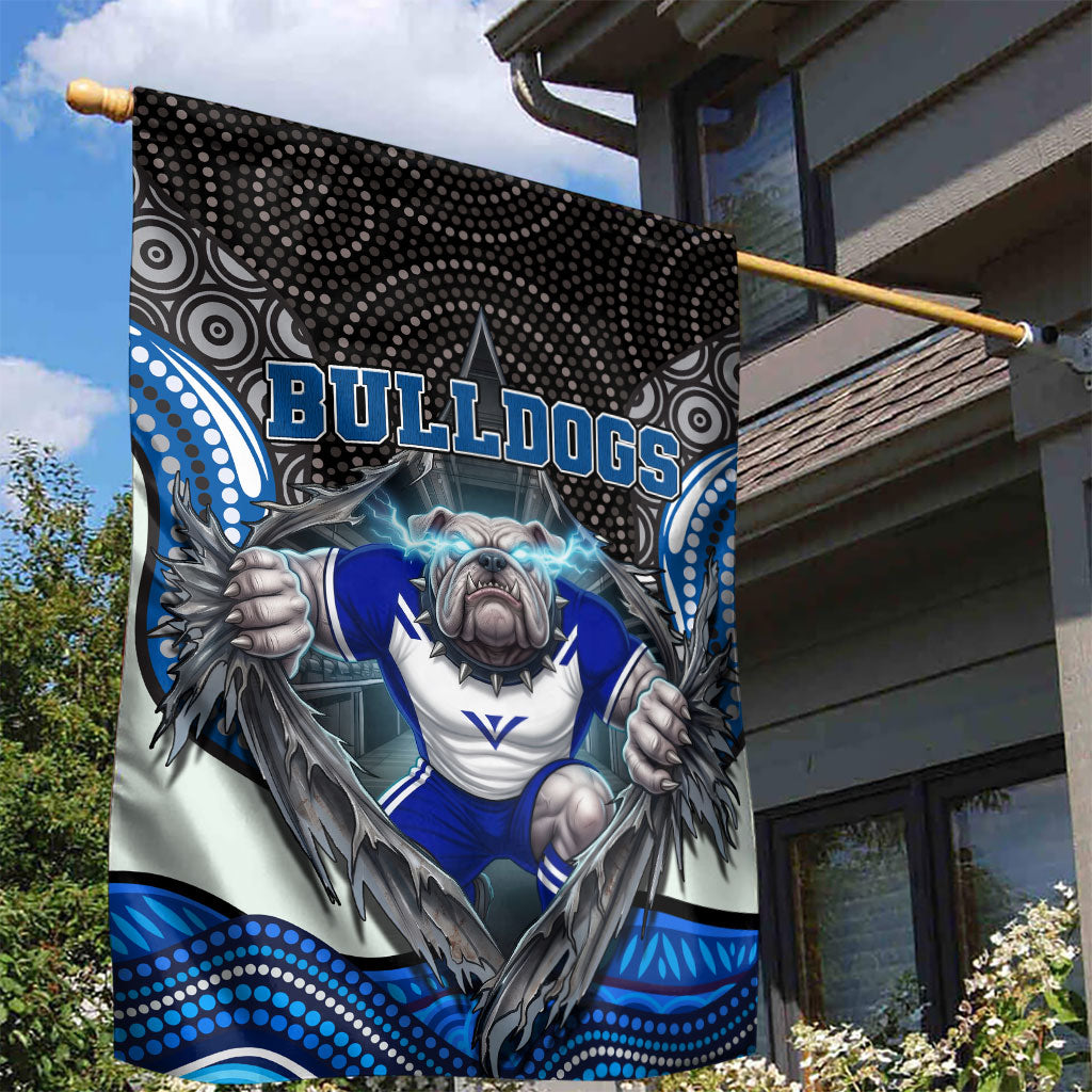Canterbury Bankstown Bulldogs Rugby Garden Flag The Scream of Lightning Eyes - Indigenous Dot Ripping Effect