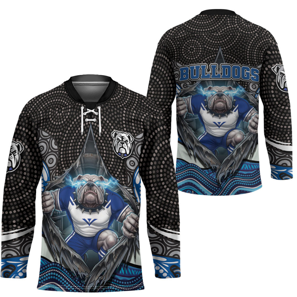 Canterbury Bankstown Bulldogs Rugby Hockey Jersey The Scream of Lightning Eyes - Indigenous Dot Ripping Effect