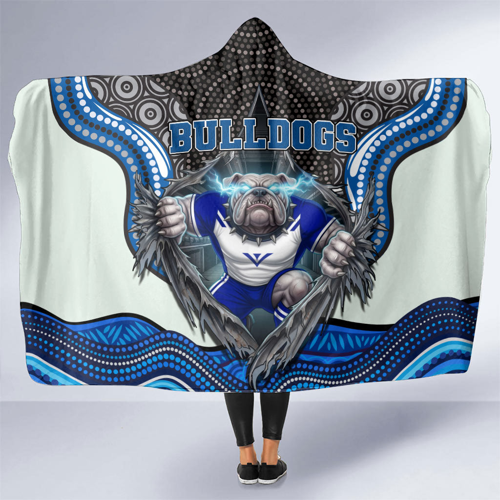 Canterbury Bankstown Bulldogs Rugby Hooded Blanket The Scream of Lightning Eyes - Indigenous Dot Ripping Effect