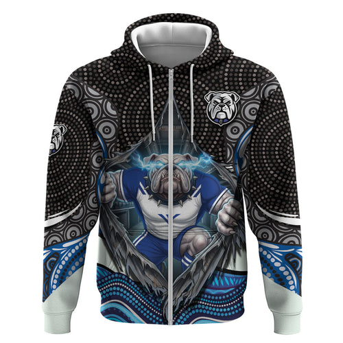 Canterbury Bankstown Bulldogs Rugby Hoodie The Scream of Lightning Eyes - Indigenous Dot Ripping Effect