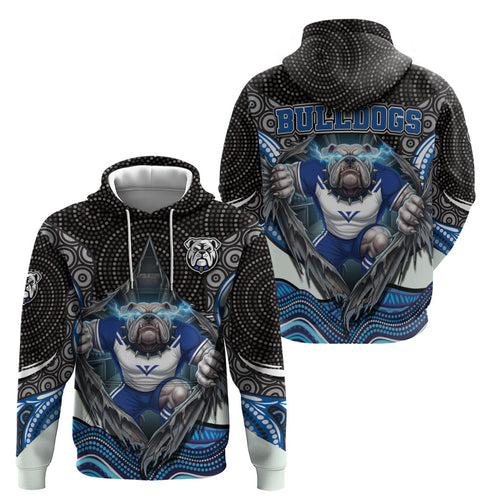 Canterbury Bankstown Bulldogs Rugby Hoodie The Scream of Lightning Eyes - Indigenous Dot Ripping Effect
