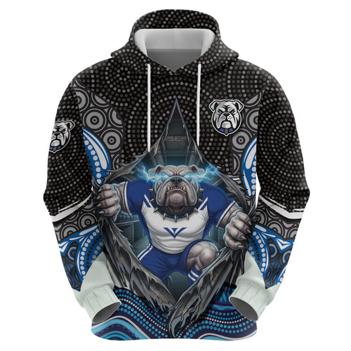 Canterbury Bankstown Bulldogs Rugby Hoodie The Scream of Lightning Eyes - Indigenous Dot Ripping Effect