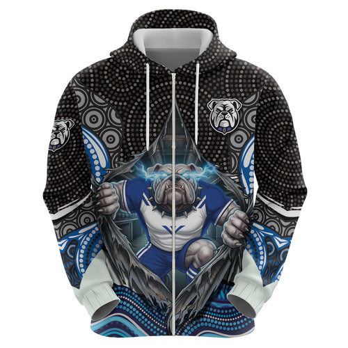 Canterbury Bankstown Bulldogs Rugby Hoodie The Scream of Lightning Eyes - Indigenous Dot Ripping Effect