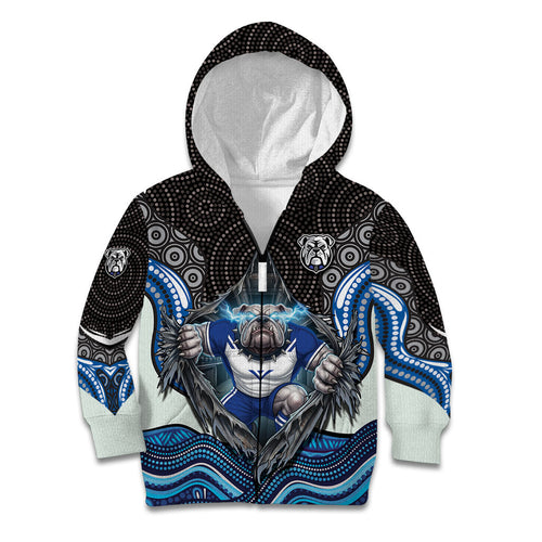 Canterbury Bankstown Bulldogs Rugby Kid Hoodie The Scream of Lightning Eyes - Indigenous Dot Ripping Effect
