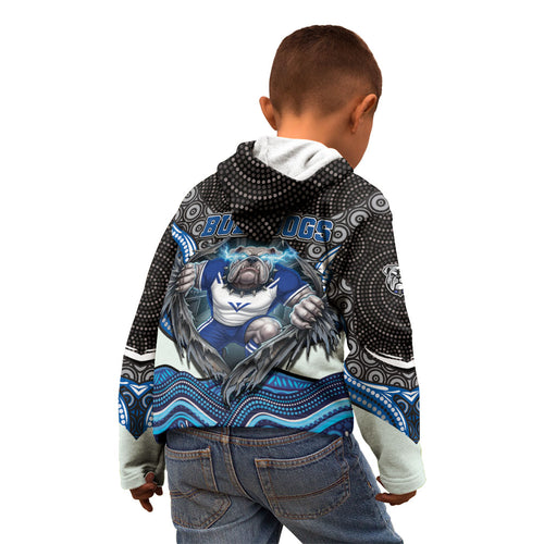 Canterbury Bankstown Bulldogs Rugby Kid Hoodie The Scream of Lightning Eyes - Indigenous Dot Ripping Effect