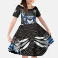 Canterbury Bankstown Bulldogs Rugby Kid Short Sleeve Dress The Scream of Lightning Eyes - Indigenous Dot Ripping Effect