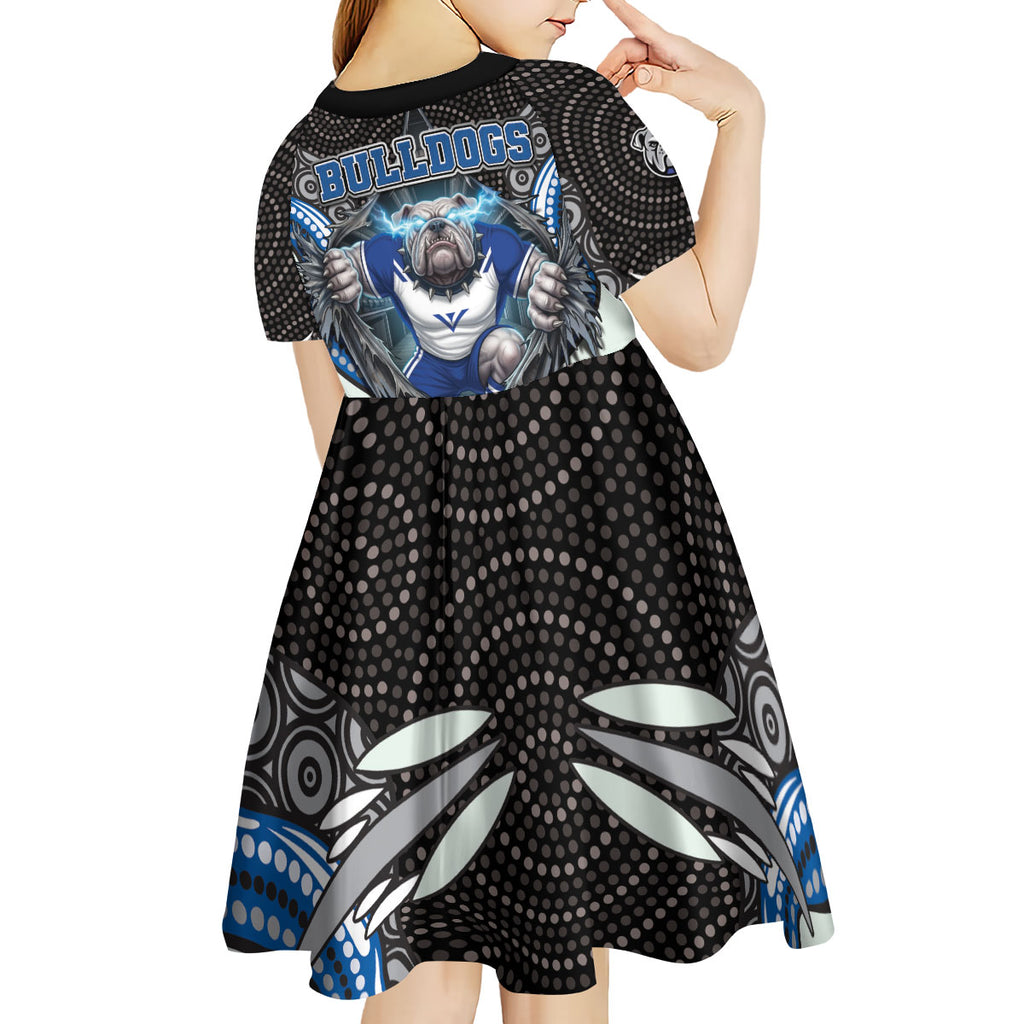 Canterbury Bankstown Bulldogs Rugby Kid Short Sleeve Dress The Scream of Lightning Eyes - Indigenous Dot Ripping Effect