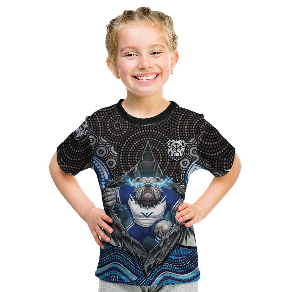 Canterbury Bankstown Bulldogs Rugby Kid T Shirt The Scream of Lightning Eyes - Indigenous Dot Ripping Effect