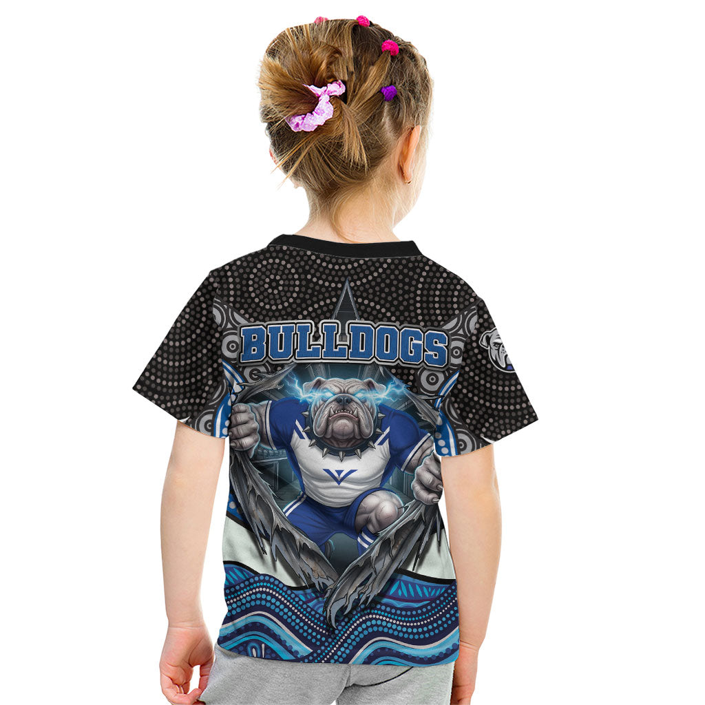 Canterbury Bankstown Bulldogs Rugby Kid T Shirt The Scream of Lightning Eyes - Indigenous Dot Ripping Effect