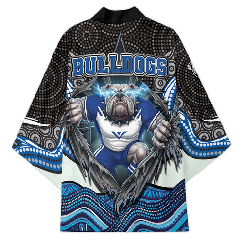 Canterbury Bankstown Bulldogs Rugby Kimono The Scream of Lightning Eyes - Indigenous Dot Ripping Effect