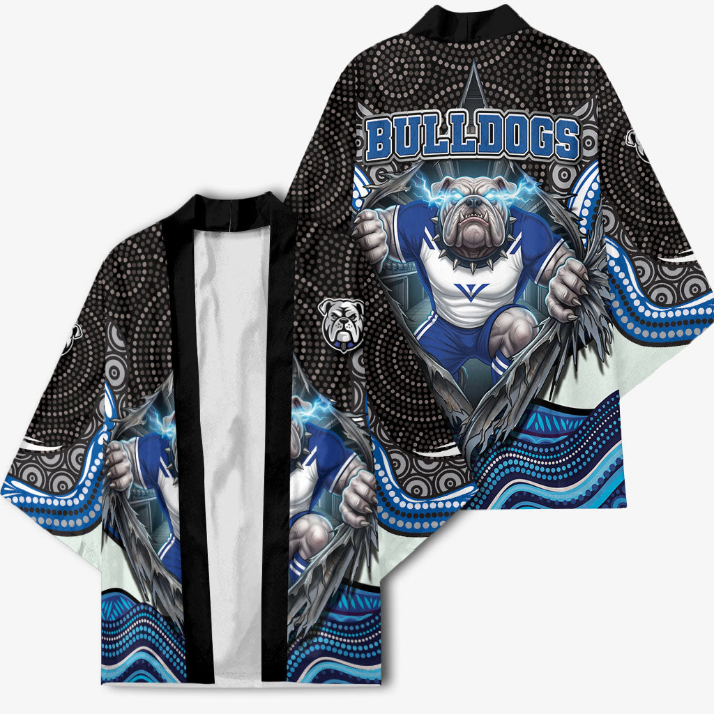 Canterbury Bankstown Bulldogs Rugby Kimono The Scream of Lightning Eyes - Indigenous Dot Ripping Effect