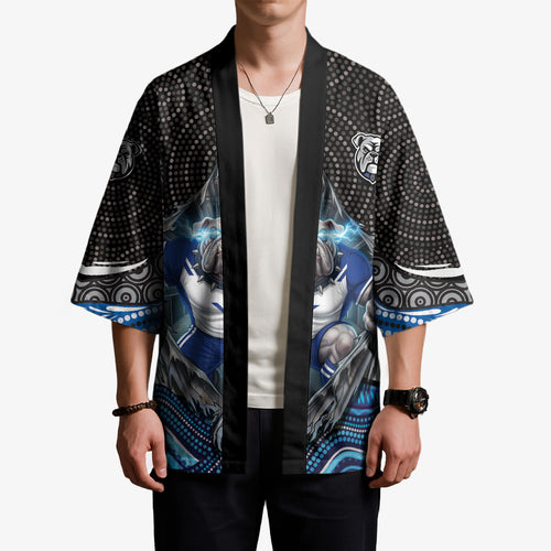 Canterbury Bankstown Bulldogs Rugby Kimono The Scream of Lightning Eyes - Indigenous Dot Ripping Effect