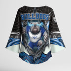 Canterbury Bankstown Bulldogs Rugby Kimono Sleeve Blouse The Scream of Lightning Eyes - Indigenous Dot Ripping Effect