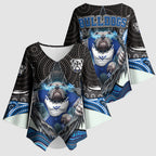Canterbury Bankstown Bulldogs Rugby Kimono Sleeve Blouse The Scream of Lightning Eyes - Indigenous Dot Ripping Effect