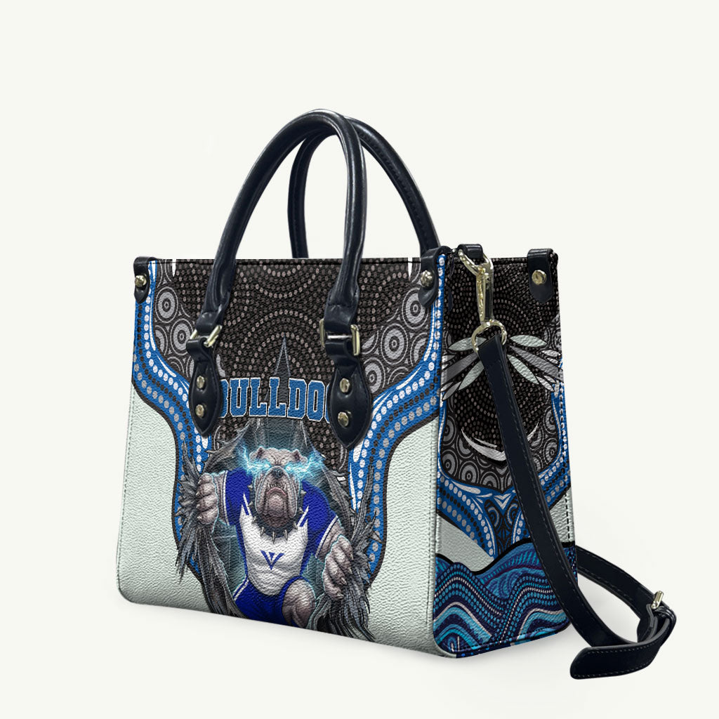Canterbury Bankstown Bulldogs Rugby Leather Bag The Scream of Lightning Eyes - Indigenous Dot Ripping Effect