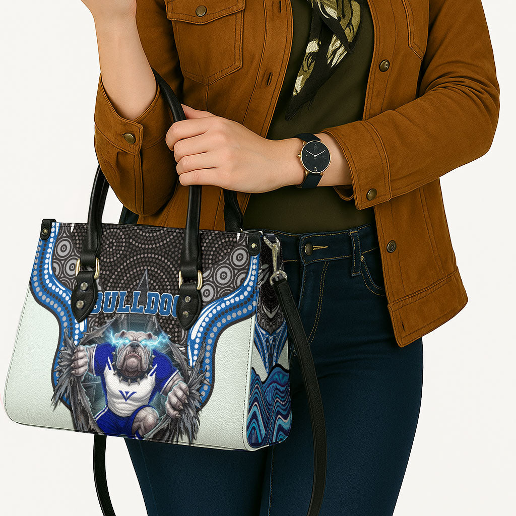 Canterbury Bankstown Bulldogs Rugby Leather Bag The Scream of Lightning Eyes - Indigenous Dot Ripping Effect