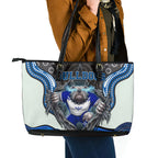 Canterbury Bankstown Bulldogs Rugby Leather Tote Bag The Scream of Lightning Eyes - Indigenous Dot Ripping Effect