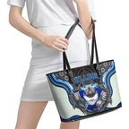 Canterbury Bankstown Bulldogs Rugby Leather Tote Bag The Scream of Lightning Eyes - Indigenous Dot Ripping Effect