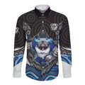 Canterbury Bankstown Bulldogs Rugby Long Sleeve Button Shirt The Scream of Lightning Eyes - Indigenous Dot Ripping Effect