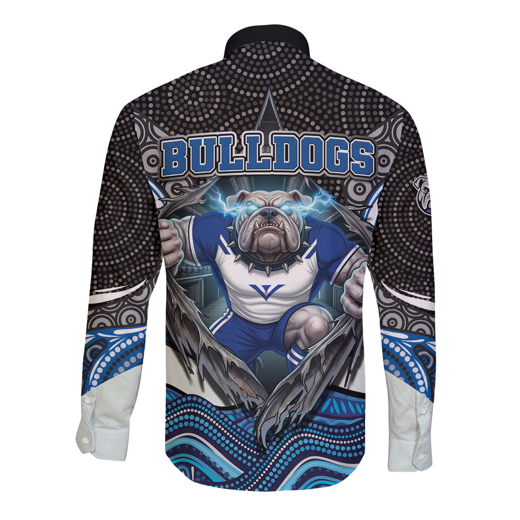 Canterbury Bankstown Bulldogs Rugby Long Sleeve Button Shirt The Scream of Lightning Eyes - Indigenous Dot Ripping Effect