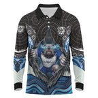 Canterbury Bankstown Bulldogs Rugby Long Sleeve Polo Shirt The Scream of Lightning Eyes - Indigenous Dot Ripping Effect