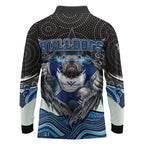 Canterbury Bankstown Bulldogs Rugby Long Sleeve Polo Shirt The Scream of Lightning Eyes - Indigenous Dot Ripping Effect