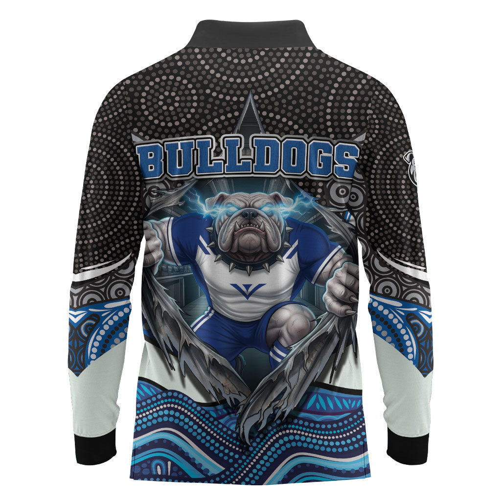 Canterbury Bankstown Bulldogs Rugby Long Sleeve Polo Shirt The Scream of Lightning Eyes - Indigenous Dot Ripping Effect
