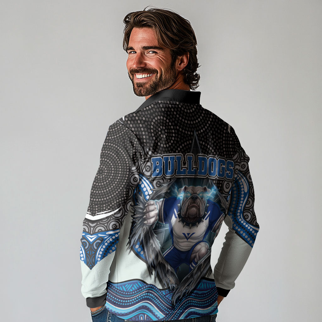 Canterbury Bankstown Bulldogs Rugby Long Sleeve Polo Shirt The Scream of Lightning Eyes - Indigenous Dot Ripping Effect
