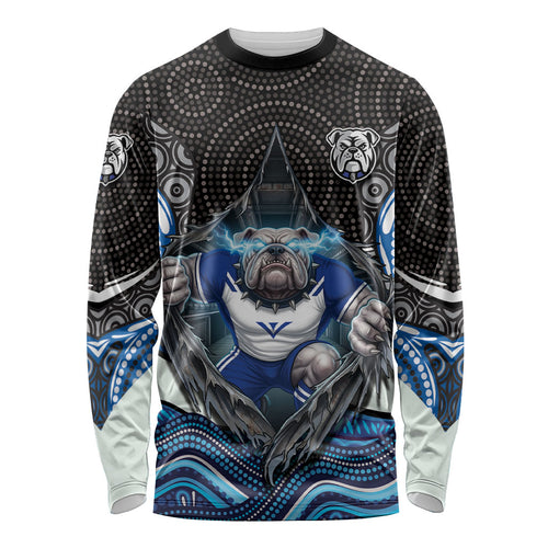 Canterbury Bankstown Bulldogs Rugby Long Sleeve Shirt The Scream of Lightning Eyes - Indigenous Dot Ripping Effect