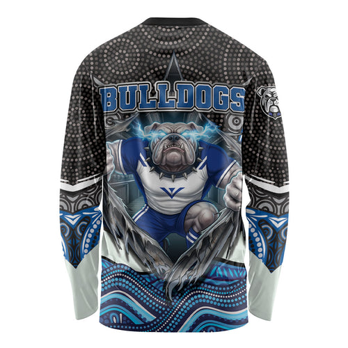 Canterbury Bankstown Bulldogs Rugby Long Sleeve Shirt The Scream of Lightning Eyes - Indigenous Dot Ripping Effect
