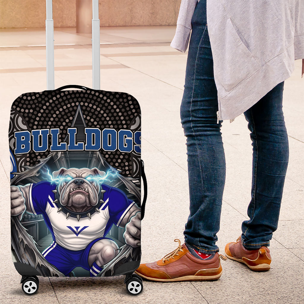 Canterbury Bankstown Bulldogs Rugby Luggage Cover The Scream of Lightning Eyes - Indigenous Dot Ripping Effect
